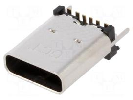 Connector: USB C | socket | SMT | PIN: 6 | vertical | top board mount