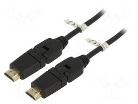 Cable | HDMI plug movable 360°,both sides | PVC | 5m | black | 30AWG