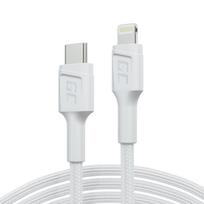 White USB-C - Lightning MFi 1m cable for Apple iPhone Green Cell PowerStream, with Power Delivery fast charging
