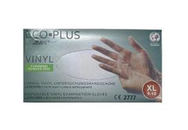 Vinila pirštinės ECO-PLUS, XL dydis, be pudros, skaidrūs, 100 vnt.