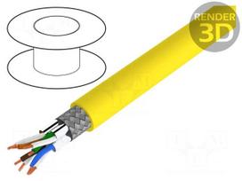 Wire | S/FTP | Cat 8.1 | 4x2x22AWG | Cu | wire | LSZH | yellow | 25m | CPR: Dca