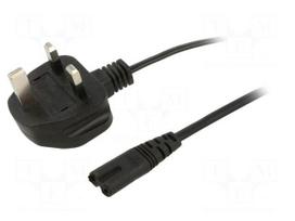 Cable | 2x0.5mm2 | BS 1363 (G) plug,IEC C7 female | PVC | 1.5m | black