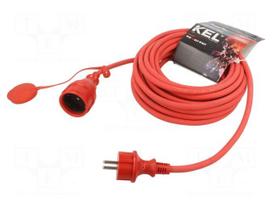 Extension lead | H05RR-F | 3G1.5mm2 | 10m | rubber | red | Sockets no: 1