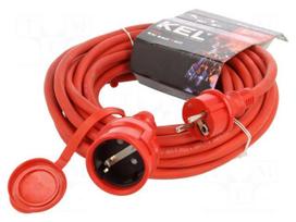 Extension lead | H05RR-F | 3G2.5mm2 | 10m | rubber | red | Sockets no: 1