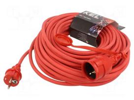Extension lead | H05RR-F | 3G1.5mm2 | 25m | rubber | red | Sockets no: 1