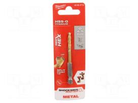 Drill bit | for metal,impact | Ø: 4.5mm | E6,3mm | 1/4" | 6.3mm
