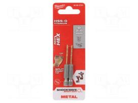 Drill bit | for metal,impact | Ø: 2mm | E6,3mm | 1/4" | 6.3mm | 2pcs.