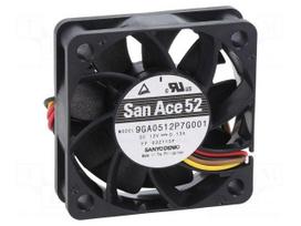 Fan: DC | axial | 12VDC | 52x52x15mm | 30m3/h | 38dBA | ball | 7800rpm
