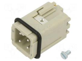 Connector: HDC | contact insert | male | 10A | 250V | Han® A | PIN: 4 | 3+PE