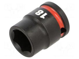 Socket: 6-angles | socket spanner,impact | HEX 18mm | 1/2" | short