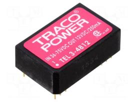 Converter: DC/DC | 3W | Uin: 36÷75VDC | Uout: 12VDC | Iout: 250mA | DIP24