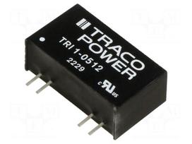 Converter: DC/DC | 1W | Uin: 4.5÷5.5VDC | Uout: 12VDC | Iout: 84mA | SIP8