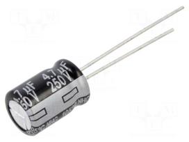 Capacitor: electrolytic | THT | 4.7uF | 250VDC | Ø8x11.5mm | ±20% | 2000h