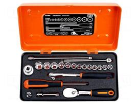 Wrench-set | 6-angles,socket spanner | 1/4" | 21pcs.