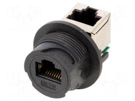 Coupler | PIN: 8 | Cat 5e | shielded | plastic | 8p8c | IP67 | angled 90°