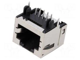Connector: RJ45 | socket | PIN: 8 | side,angled 90° | for cable | THT