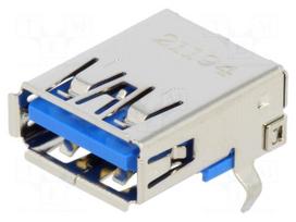 Connector: USB A | socket | on PCBs | THT | PIN: 9 | angled 90° | USB 3.0