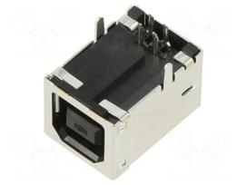 Connector: USB B | socket | on PCBs | THT | PIN: 4 | angled 90° | shielded
