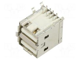 Connector: USB A | socket | on PCBs | THT | PIN: 4 | angled 90° | double