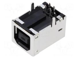 Connector: USB B | socket | on PCBs | THT | PIN: 4 | angled 90° | shielded