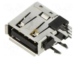 Connector: USB A | socket | on PCBs | THT | PIN: 4 | side,angled 90°