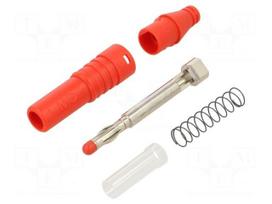 Laboratory connector: 4mm banana | plug | 32A | 30VAC | 60VDC | red