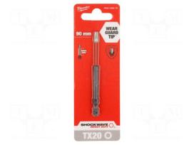 Screwdriver bit | Torx® | TX20 | Kind: impact | Overall len: 90mm