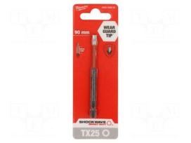 Screwdriver bit | Torx® | TX25 | Kind: impact | Overall len: 90mm