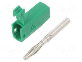 Laboratory connector: 2mm banana | plug | 10A | 30VAC | 60VDC | green