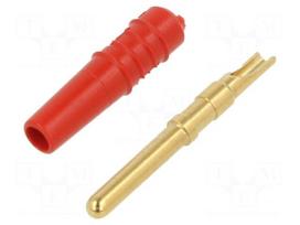 Laboratory connector: 2mm banana | plug | 10A | 30VAC | 60VDC | red