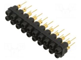 Laboratory connector: 2mm banana | socket strip | black | 60VDC | 10A