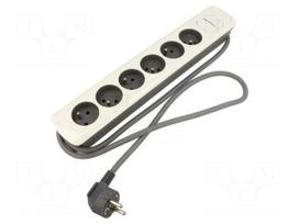 Extension lead | 3G1.5mm2 | 1.8m | white,grey | Sockets no: 6 | 16A