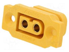 Connector: DC supply | socket | female | XT60 | 30A | 500V | PIN: 2 | yellow