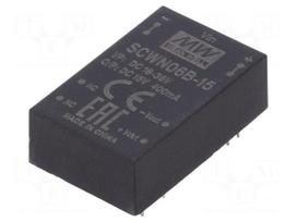 Converter: DC/DC | 6W | Uin: 18÷36VDC | Uout: 15VDC | Iout: 400mA | DIP24