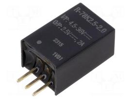 Converter: DC/DC | Uin: 4.5÷36VDC | Uout: 2.5VDC | Iout: 2A | SIP3 | THT
