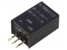 Converter: DC/DC | Uin: 11÷36VDC | Uout: 9VDC | Iout: 2A | SIP3 | THT