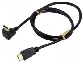 Cable | HDMI plug,HDMI plug 90° up/down | PVC | 1m | black | 30AWG