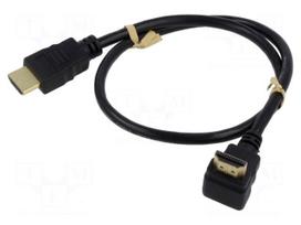 Cable | HDMI plug,HDMI plug 90° up/down | PVC | 0.5m | black | 30AWG