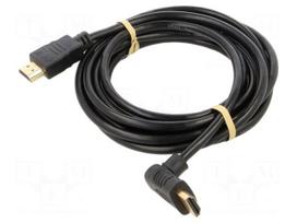 Cable | HDMI plug,HDMI plug 90° up/down | PVC | 3m | black | 30AWG