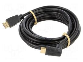 Cable | HDMI plug,HDMI plug 90° up/down | PVC | 5m | black | 30AWG