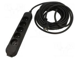 Extension lead | H05RR-F | 3G1.5mm2 | 5m | rubber | black | Sockets no: 5