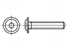 Screw | with flange | M8x40 | 1.25 | Head: button | hex key | HEX 5mm
