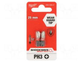Screwdriver bit | Phillips | PH3 | Kind: impact | Overall len: 25mm