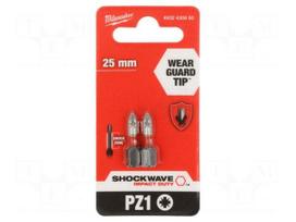 Screwdriver bit | Pozidriv® | PZ1 | Kind: impact | Overall len: 25mm