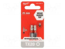 Screwdriver bit | Torx® | TX20 | Kind: impact | Overall len: 25mm