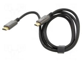 Cable | HDMI plug,both sides | PVC | textile | 2m | black | grey