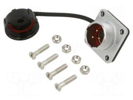 Connector: circular | socket | male | PIN: 3 | IP67 | WF16 | 10A | 500V | 2mm2