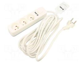 Extension lead | 3G1.5mm2 | 5m | PVC | white | Sockets no: 3 | 16A