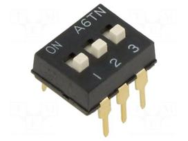 Switch: DIP-SWITCH | Poles number: 3 | ON-OFF | 0.025A/24VDC | Pos: 2