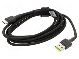 Cable | USB 2.0 | USB A plug,USB C plug | 2m | black | 480Mbps | textile